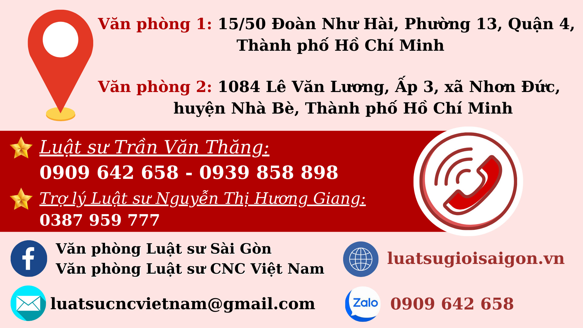 Dịch vụ luật sư liên hệ 0909642658 hoặc 0939858898